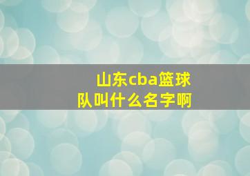 山东cba篮球队叫什么名字啊