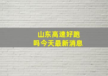 山东高速好跑吗今天最新消息