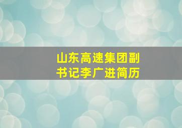 山东高速集团副书记李广进简历