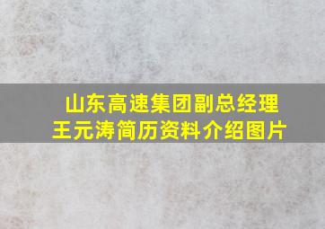 山东高速集团副总经理王元涛简历资料介绍图片