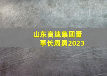 山东高速集团董事长周勇2023