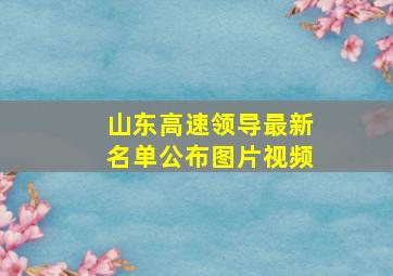 山东高速领导最新名单公布图片视频