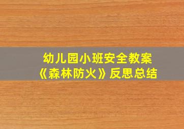 幼儿园小班安全教案《森林防火》反思总结