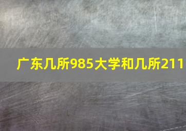 广东几所985大学和几所211