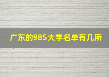 广东的985大学名单有几所