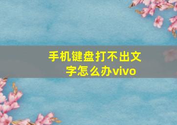 手机键盘打不出文字怎么办vivo