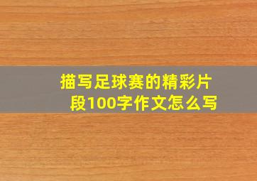 描写足球赛的精彩片段100字作文怎么写