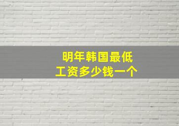 明年韩国最低工资多少钱一个