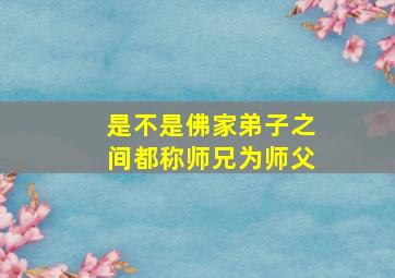 是不是佛家弟子之间都称师兄为师父