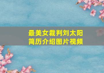 最美女裁判刘太阳简历介绍图片视频