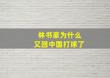 林书豪为什么又回中国打球了