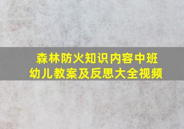 森林防火知识内容中班幼儿教案及反思大全视频