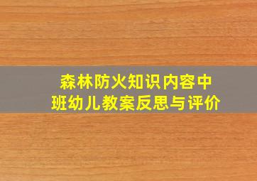 森林防火知识内容中班幼儿教案反思与评价