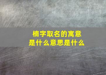 楠字取名的寓意是什么意思是什么