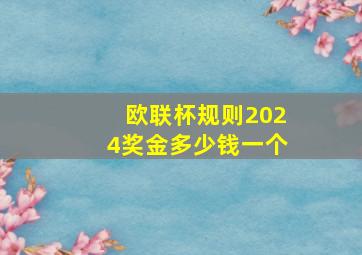 欧联杯规则2024奖金多少钱一个