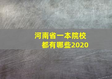 河南省一本院校都有哪些2020