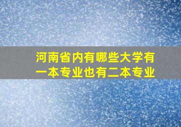 河南省内有哪些大学有一本专业也有二本专业