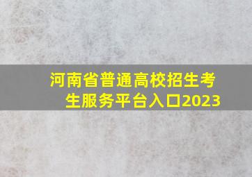 河南省普通高校招生考生服务平台入口2023