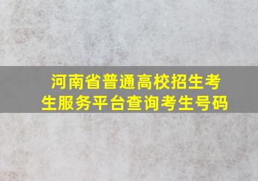 河南省普通高校招生考生服务平台查询考生号码