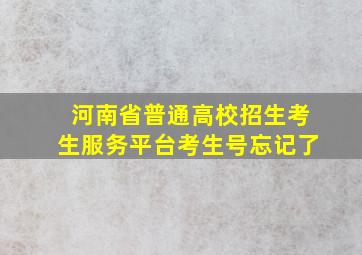 河南省普通高校招生考生服务平台考生号忘记了