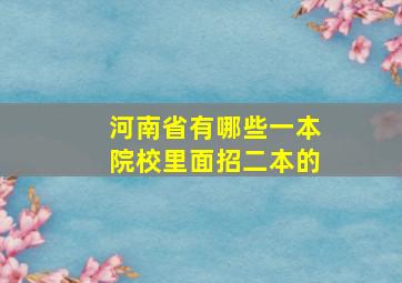 河南省有哪些一本院校里面招二本的