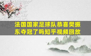 法国国家足球队恭喜樊振东夺冠了吗知乎视频回放