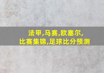 法甲,马赛,欧塞尔,比赛集锦,足球比分预测