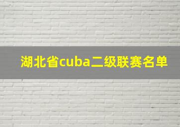 湖北省cuba二级联赛名单