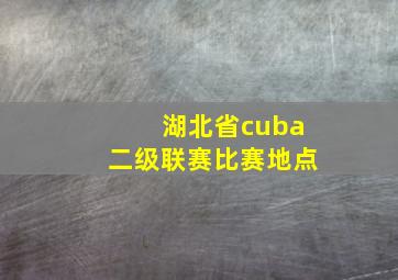 湖北省cuba二级联赛比赛地点