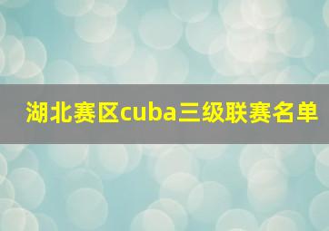 湖北赛区cuba三级联赛名单