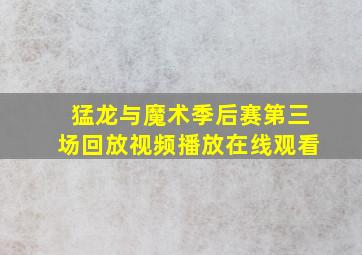 猛龙与魔术季后赛第三场回放视频播放在线观看