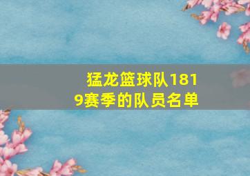 猛龙篮球队1819赛季的队员名单