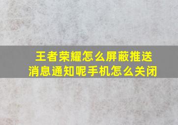 王者荣耀怎么屏蔽推送消息通知呢手机怎么关闭