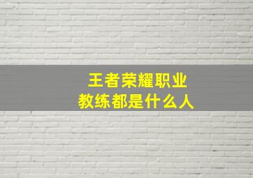 王者荣耀职业教练都是什么人