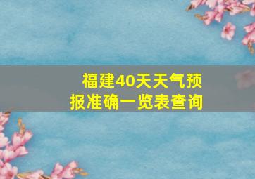 福建40天天气预报准确一览表查询