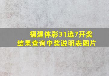 福建体彩31选7开奖结果查询中奖说明表图片