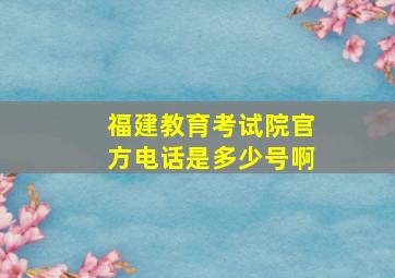 福建教育考试院官方电话是多少号啊