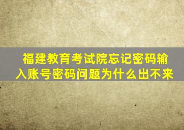 福建教育考试院忘记密码输入账号密码问题为什么出不来