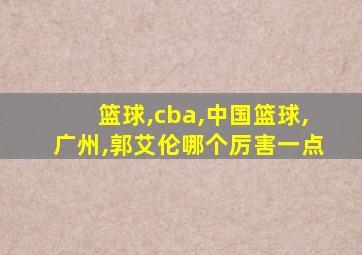 篮球,cba,中国篮球,广州,郭艾伦哪个厉害一点