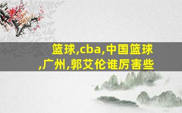 篮球,cba,中国篮球,广州,郭艾伦谁厉害些