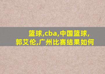 篮球,cba,中国篮球,郭艾伦,广州比赛结果如何