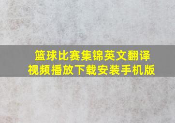 篮球比赛集锦英文翻译视频播放下载安装手机版