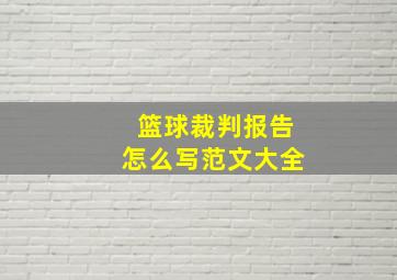 篮球裁判报告怎么写范文大全