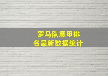 罗马队意甲排名最新数据统计