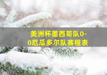 美洲杯墨西哥队0-0厄瓜多尔队赛程表