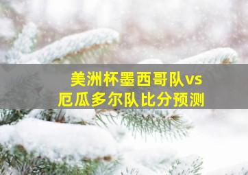 美洲杯墨西哥队vs厄瓜多尔队比分预测