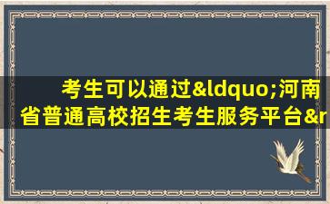 考生可以通过“河南省普通高校招生考生服务平台”