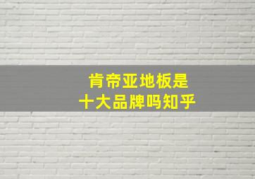 肯帝亚地板是十大品牌吗知乎