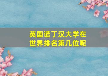 英国诺丁汉大学在世界排名第几位呢