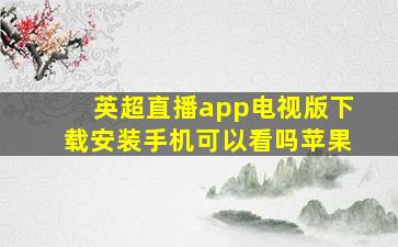 英超直播app电视版下载安装手机可以看吗苹果